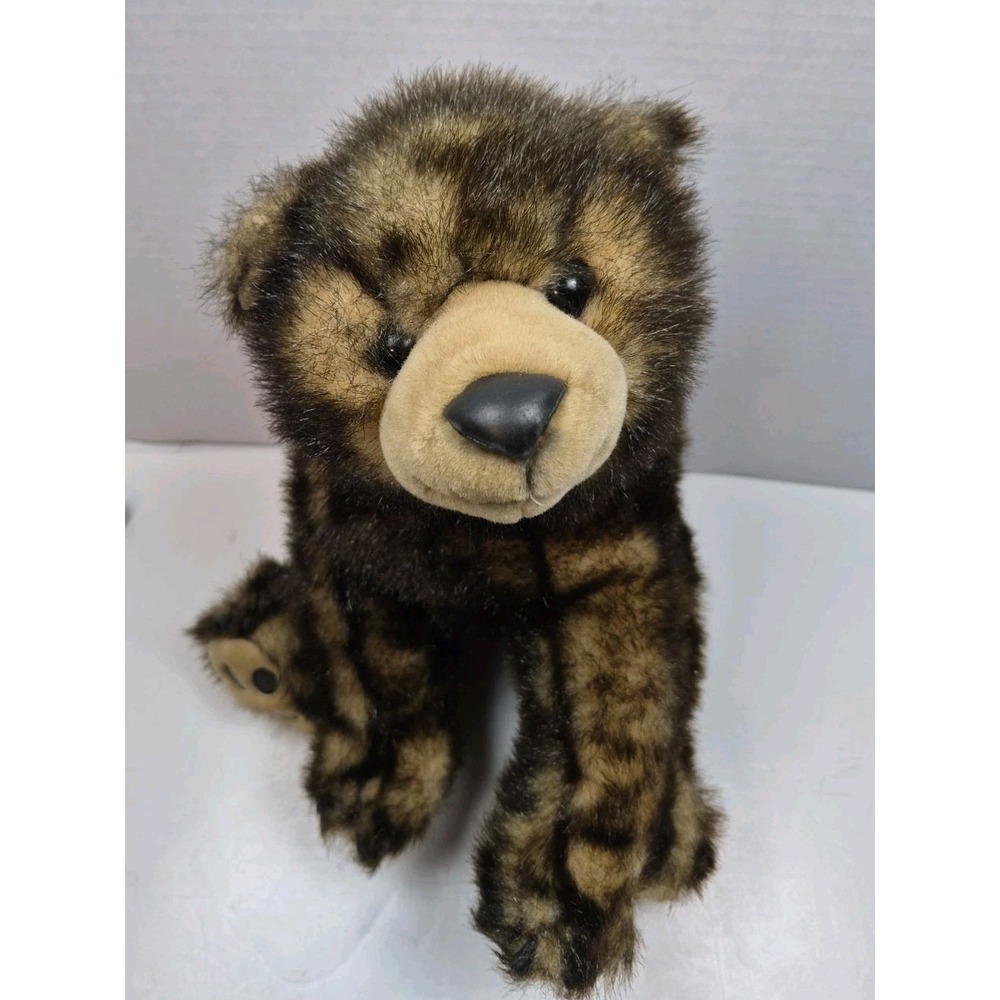 Vintage Animal Alley Toys R Us Brindle Grizzly Bear Cub Plush 12" Realistic Rare